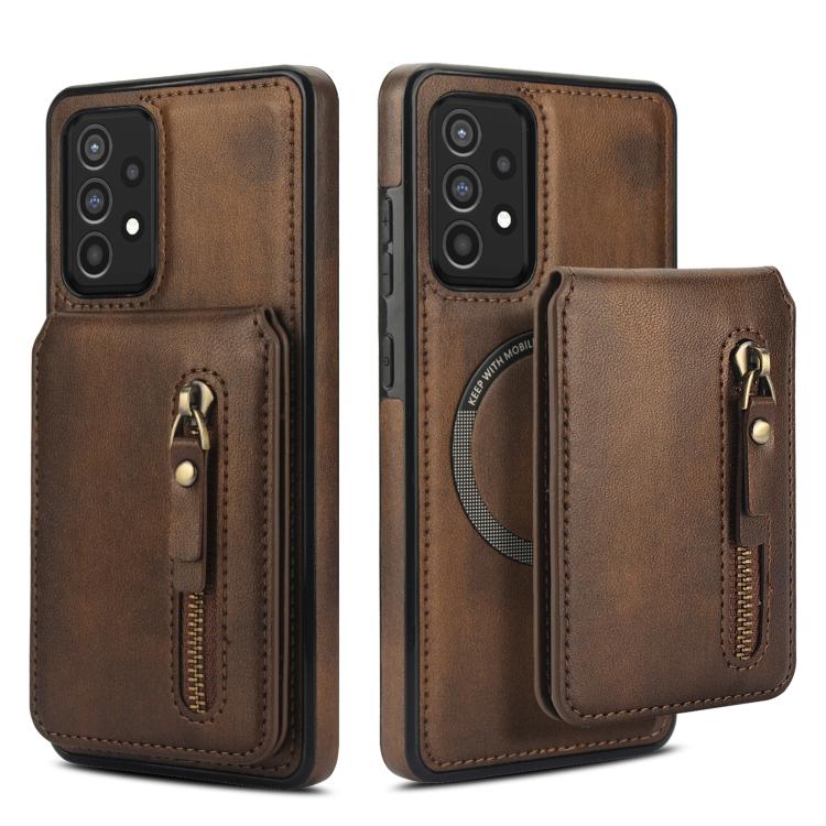 For Samsung Galaxy A72 4G / 5G Zipper Wallet Split MagSafe Leather Back Phone Case