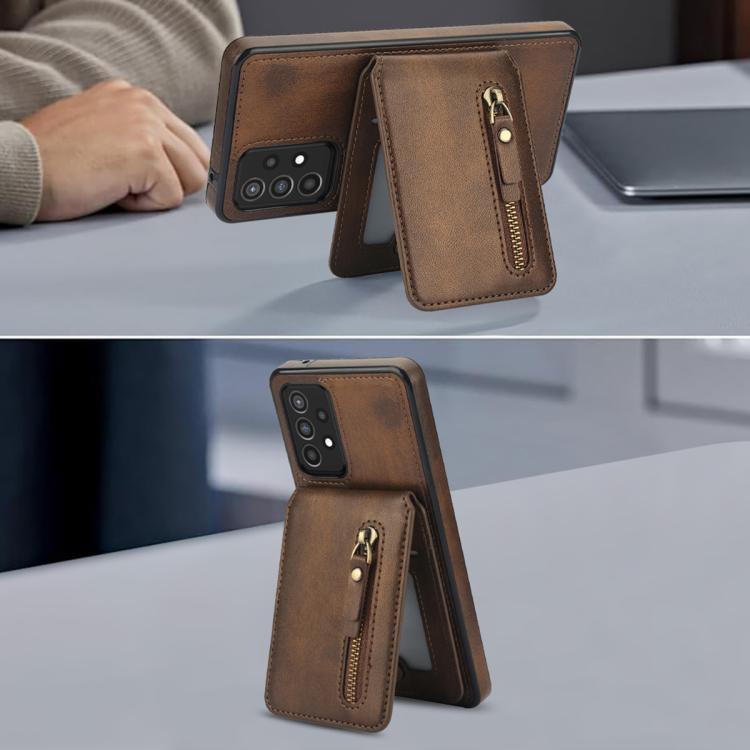 For Samsung Galaxy A72 4G / 5G Zipper Wallet Split MagSafe Leather Back Phone Case