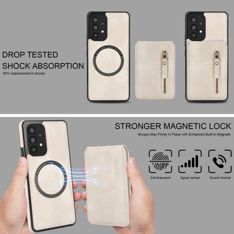 For Samsung Galaxy A53 5G Zipper Wallet Split MagSafe Leather Back Phone Case