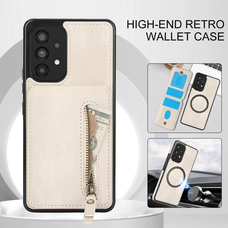 For Samsung Galaxy A53 5G Zipper Wallet Split MagSafe Leather Back Phone Case