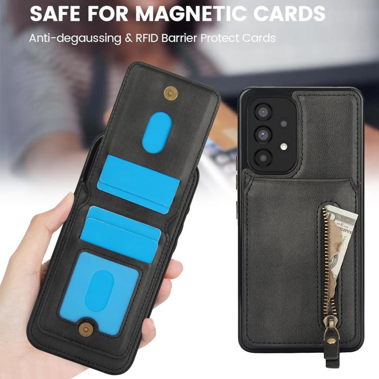 For Samsung Galaxy A53 5G Zipper Wallet Split MagSafe Leather Back Phone Case