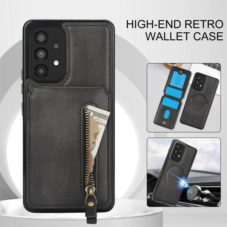For Samsung Galaxy A53 5G Zipper Wallet Split MagSafe Leather Back Phone Case
