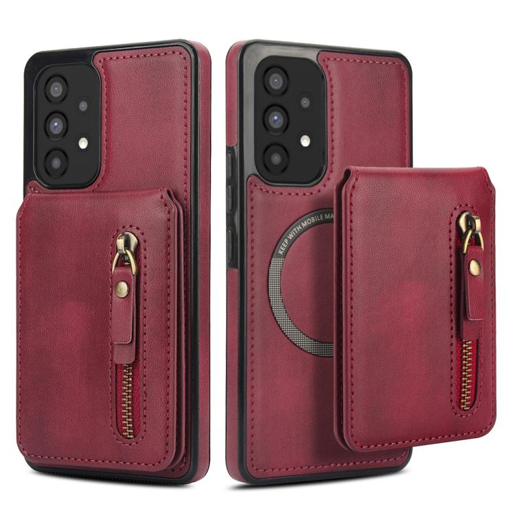 For Samsung Galaxy A53 5G Zipper Wallet Split MagSafe Leather Back Phone Case