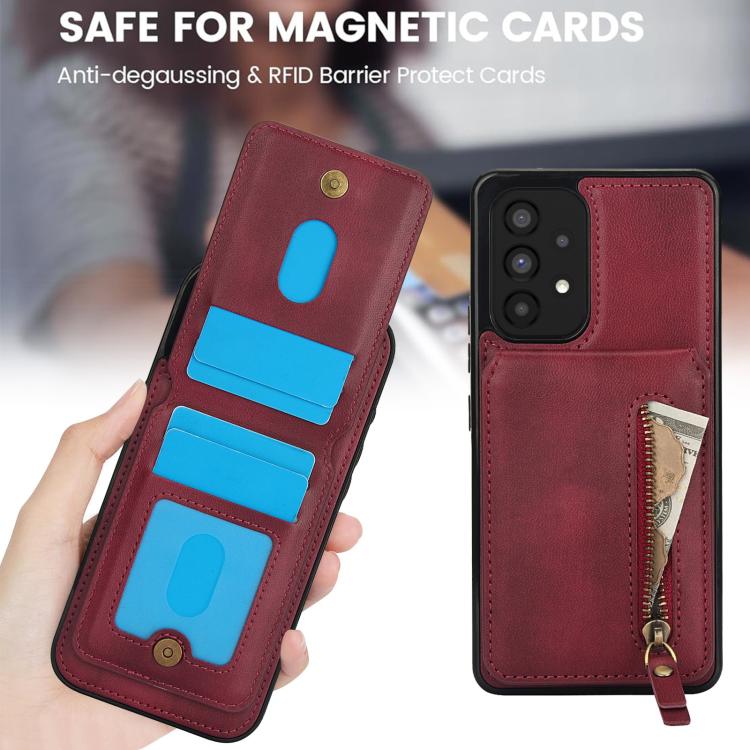 For Samsung Galaxy A53 5G Zipper Wallet Split MagSafe Leather Back Phone Case