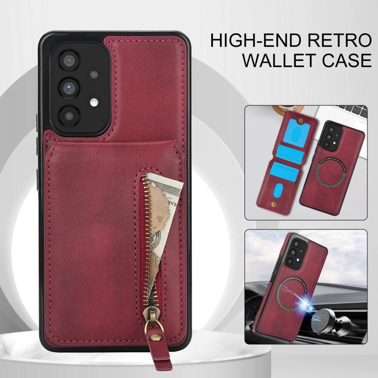 For Samsung Galaxy A53 5G Zipper Wallet Split MagSafe Leather Back Phone Case