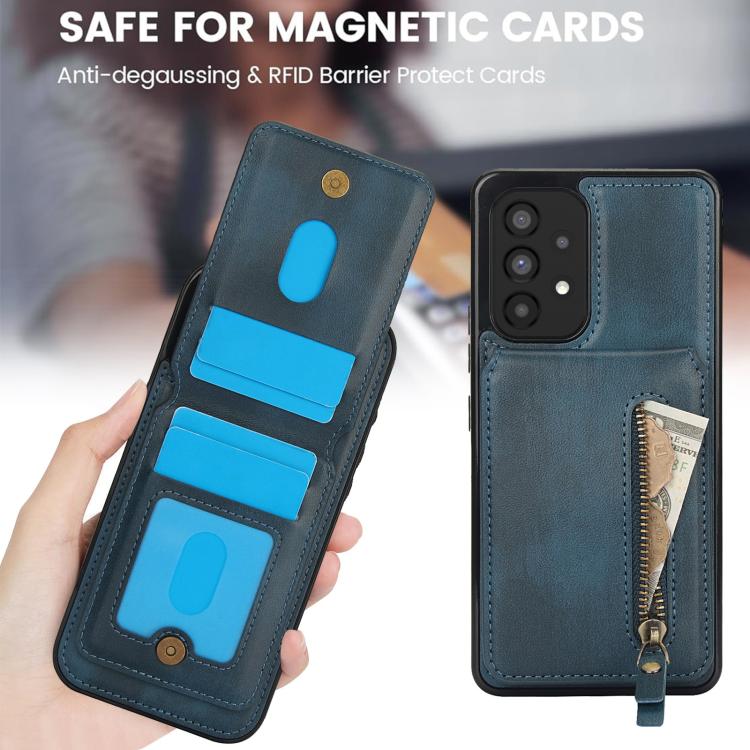 For Samsung Galaxy A53 5G Zipper Wallet Split MagSafe Leather Back Phone Case