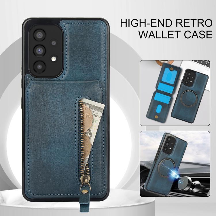 For Samsung Galaxy A53 5G Zipper Wallet Split MagSafe Leather Back Phone Case
