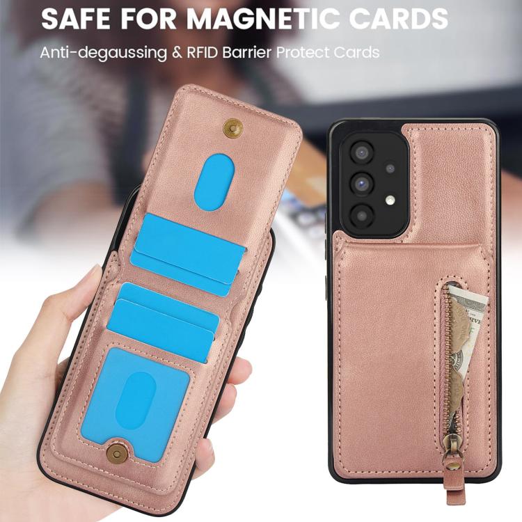 For Samsung Galaxy A53 5G Zipper Wallet Split MagSafe Leather Back Phone Case