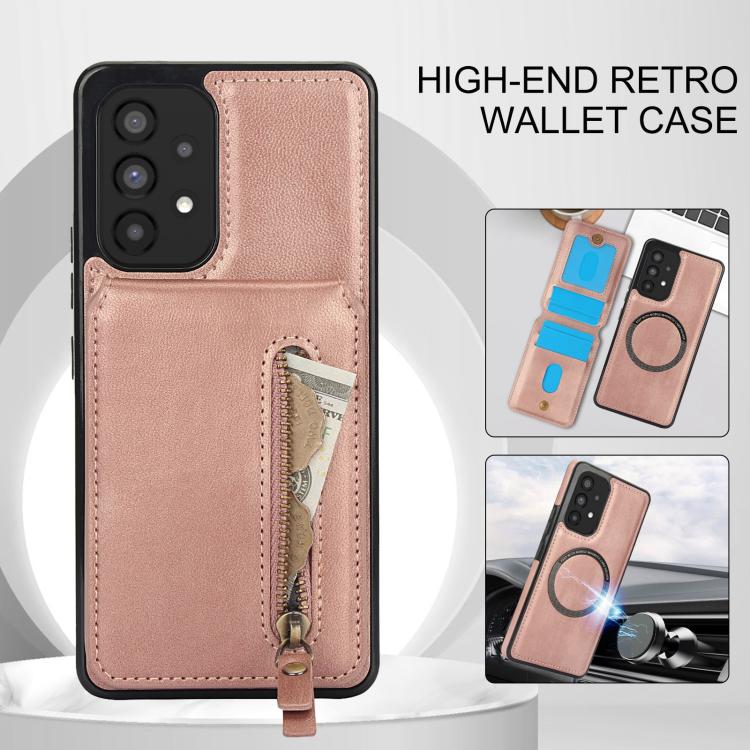 For Samsung Galaxy A53 5G Zipper Wallet Split MagSafe Leather Back Phone Case