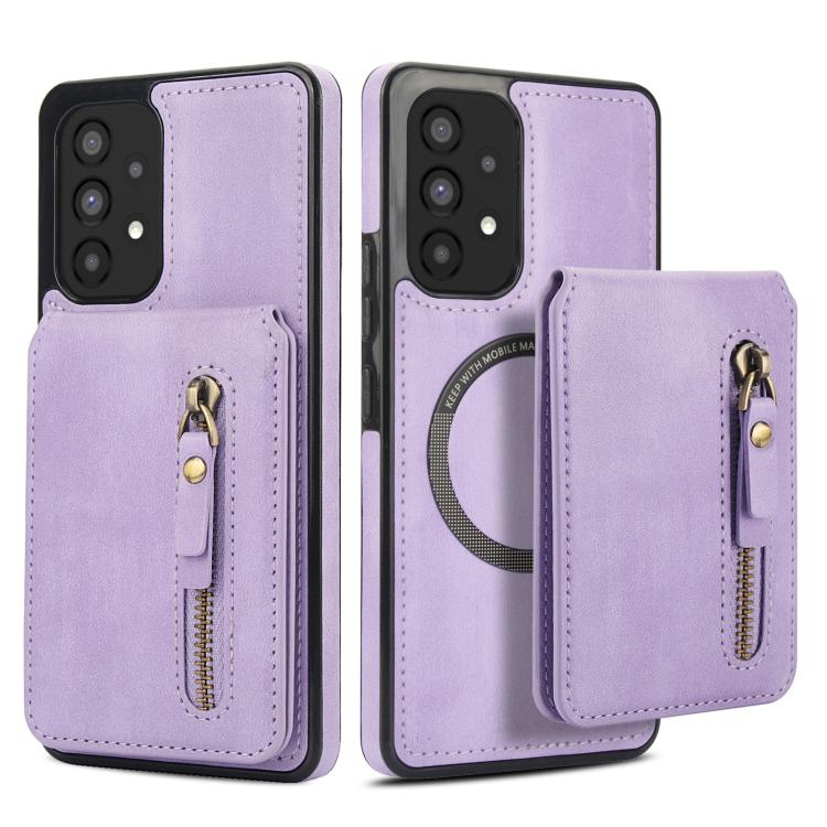 For Samsung Galaxy A53 5G Zipper Wallet Split MagSafe Leather Back Phone Case