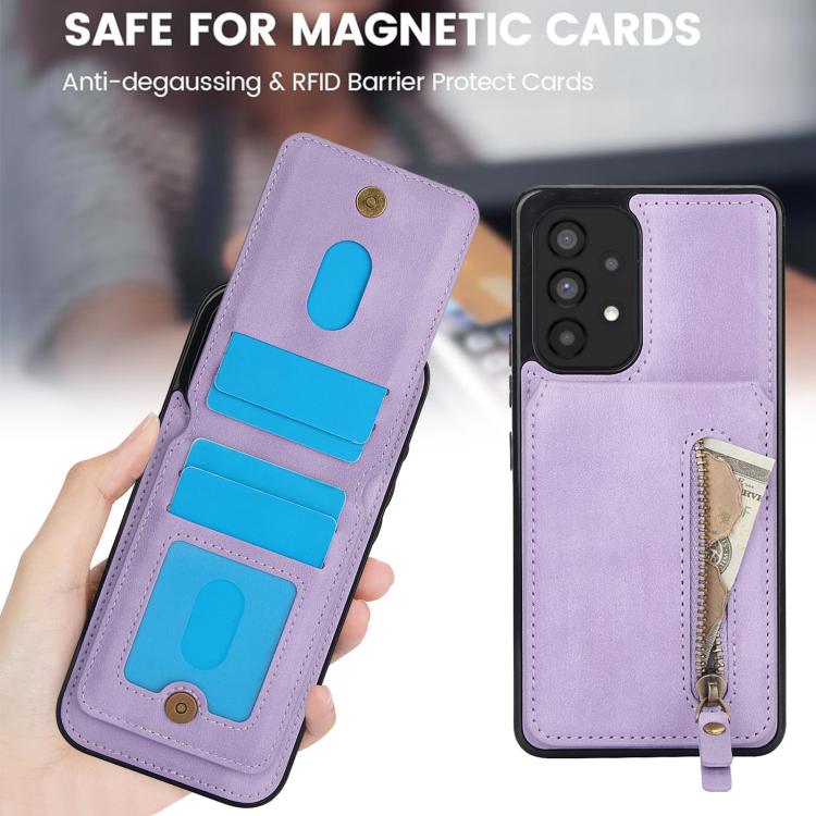 For Samsung Galaxy A53 5G Zipper Wallet Split MagSafe Leather Back Phone Case