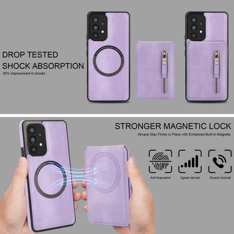 For Samsung Galaxy A53 5G Zipper Wallet Split MagSafe Leather Back Phone Case
