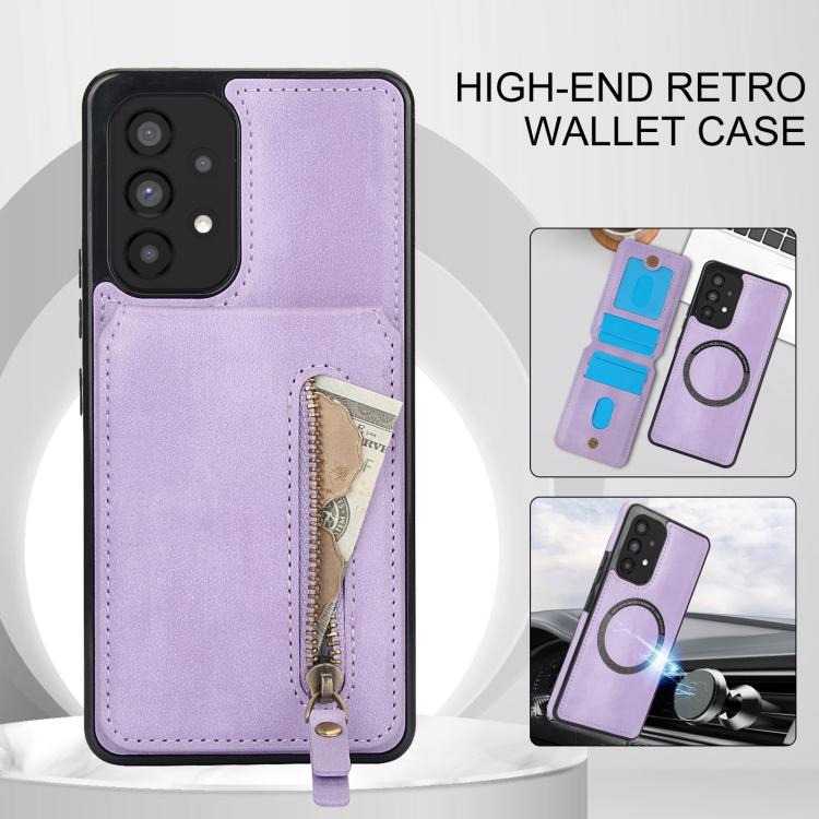 For Samsung Galaxy A53 5G Zipper Wallet Split MagSafe Leather Back Phone Case