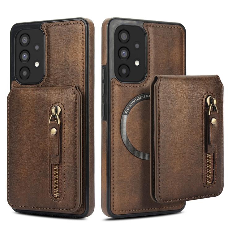 For Samsung Galaxy A53 5G Zipper Wallet Split MagSafe Leather Back Phone Case