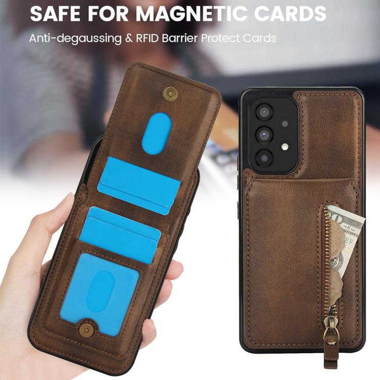 For Samsung Galaxy A53 5G Zipper Wallet Split MagSafe Leather Back Phone Case