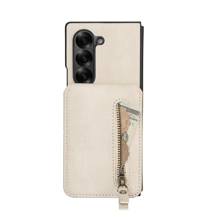For Samsung Galaxy Z Fold6 Zipper Wallet Split MagSafe Leather Back Phone Case