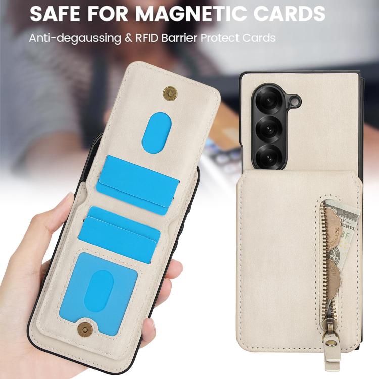 For Samsung Galaxy Z Fold5 Zipper Wallet Split MagSafe Leather Back Phone Case