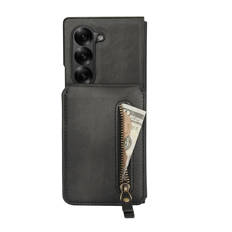 For Samsung Galaxy Z Fold5 Zipper Wallet Split MagSafe Leather Back Phone Case