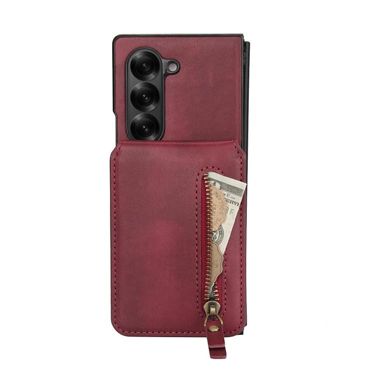 For Samsung Galaxy Z Fold5 Zipper Wallet Split MagSafe Leather Back Phone Case