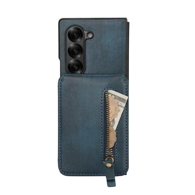 For Samsung Galaxy Z Fold5 Zipper Wallet Split MagSafe Leather Back Phone Case