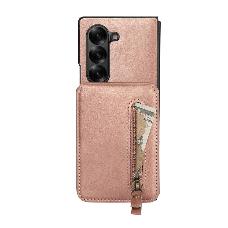 For Samsung Galaxy Z Fold5 Zipper Wallet Split MagSafe Leather Back Phone Case