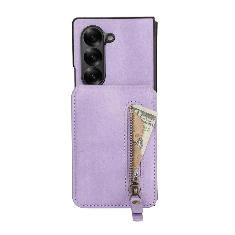For Samsung Galaxy Z Fold5 Zipper Wallet Split MagSafe Leather Back Phone Case