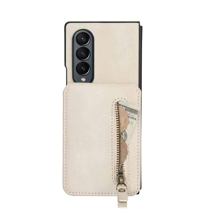 For Samsung Galaxy Z Fold4 Zipper Wallet Split MagSafe Leather Back Phone Case