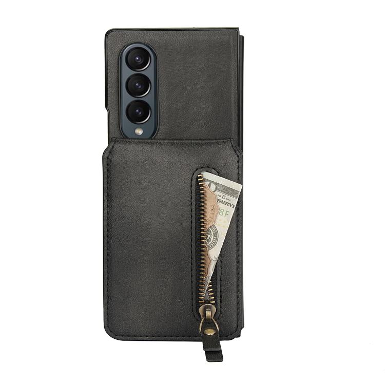 For Samsung Galaxy Z Fold4 Zipper Wallet Split MagSafe Leather Back Phone Case