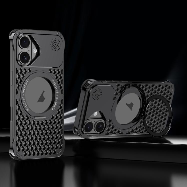 For iPhone 16 R-JUST RJ-64 Aromatherapy Heat Dissipation MagSafe Phone Case with Stand