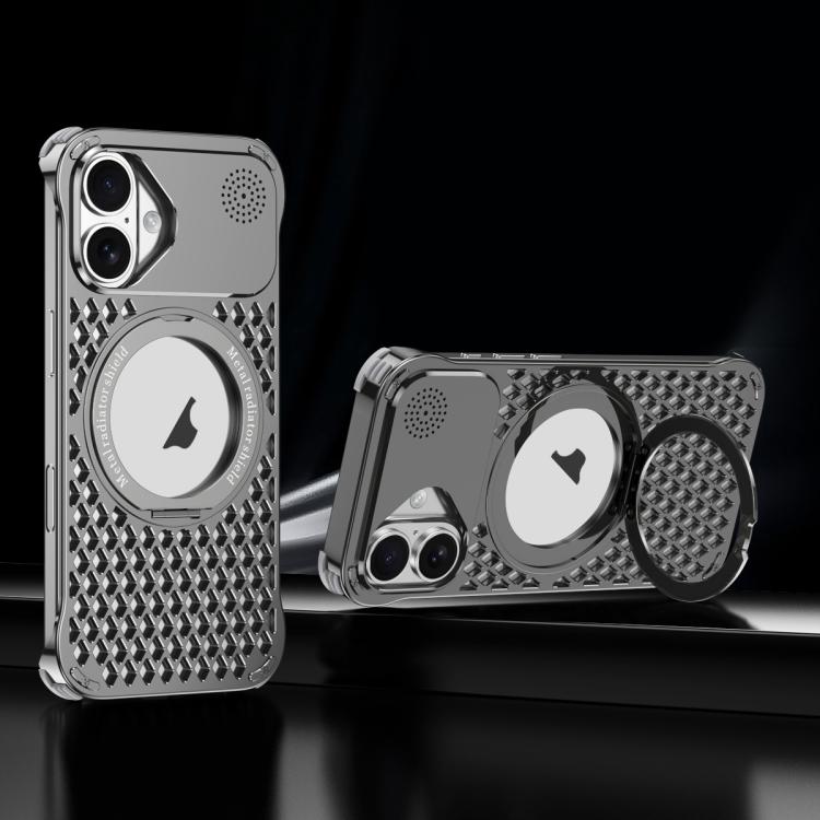 For iPhone 16 R-JUST RJ-64 Aromatherapy Heat Dissipation MagSafe Phone Case with Stand