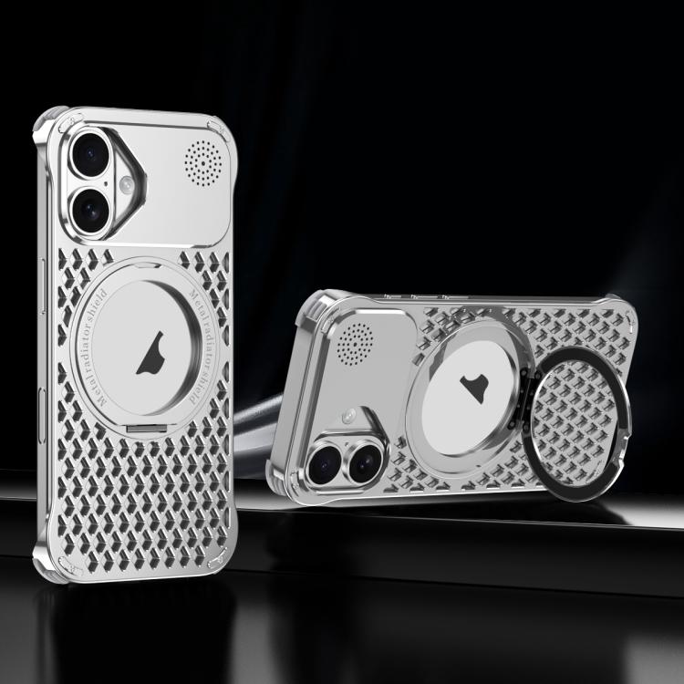 For iPhone 16 R-JUST RJ-64 Aromatherapy Heat Dissipation MagSafe Phone Case with Stand