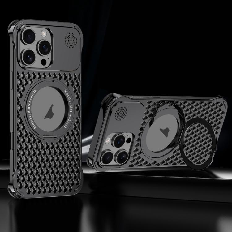For iPhone 15 Pro Max R-JUST RJ-64 Aromatherapy Heat Dissipation MagSafe Phone Case with Stand