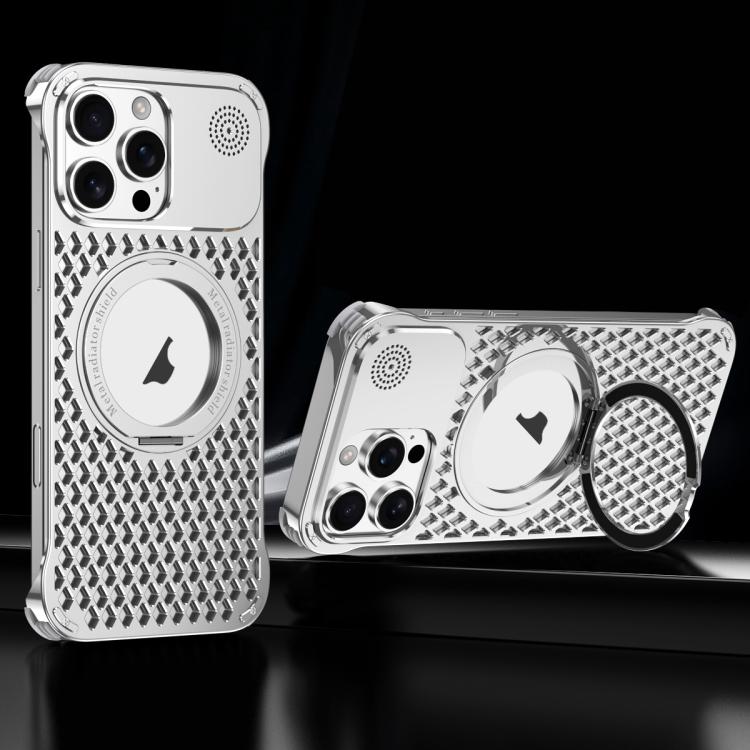 For iPhone 15 Pro Max R-JUST RJ-64 Aromatherapy Heat Dissipation MagSafe Phone Case with Stand