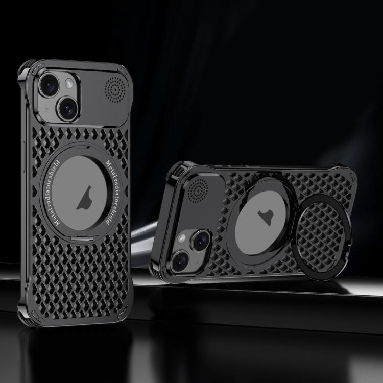 For iPhone 15 R-JUST RJ-64 Aromatherapy Heat Dissipation MagSafe Phone Case with Stand