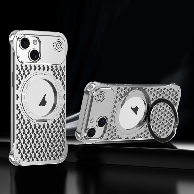 For iPhone 15 R-JUST RJ-64 Aromatherapy Heat Dissipation MagSafe Phone Case with Stand