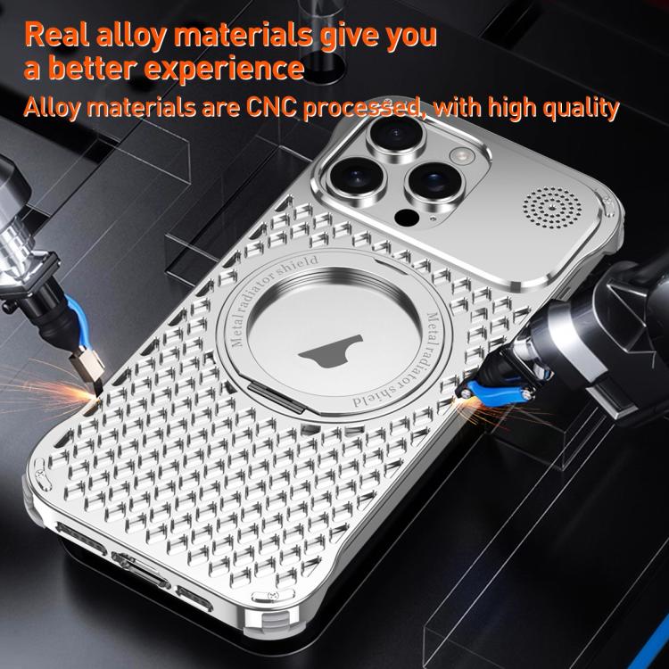 For iPhone 16 Pro Max R-JUST RJ-64 Aromatherapy Heat Dissipation MagSafe Phone Case with Stand