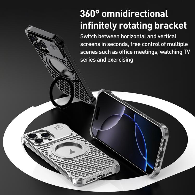 For iPhone 15 Pro R-JUST RJ-64 Aromatherapy Heat Dissipation MagSafe Phone Case with Stand