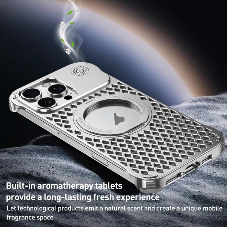 For iPhone 15 Pro R-JUST RJ-64 Aromatherapy Heat Dissipation MagSafe Phone Case with Stand