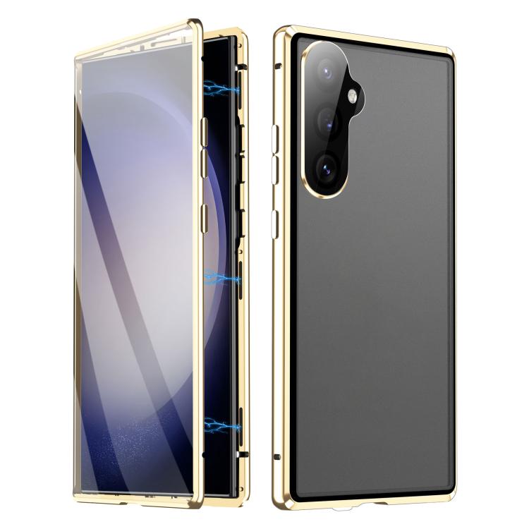 For Samsung Galaxy S25+ 5G HD Full Cover Magnetic Metal Tempered Glass Phone Case