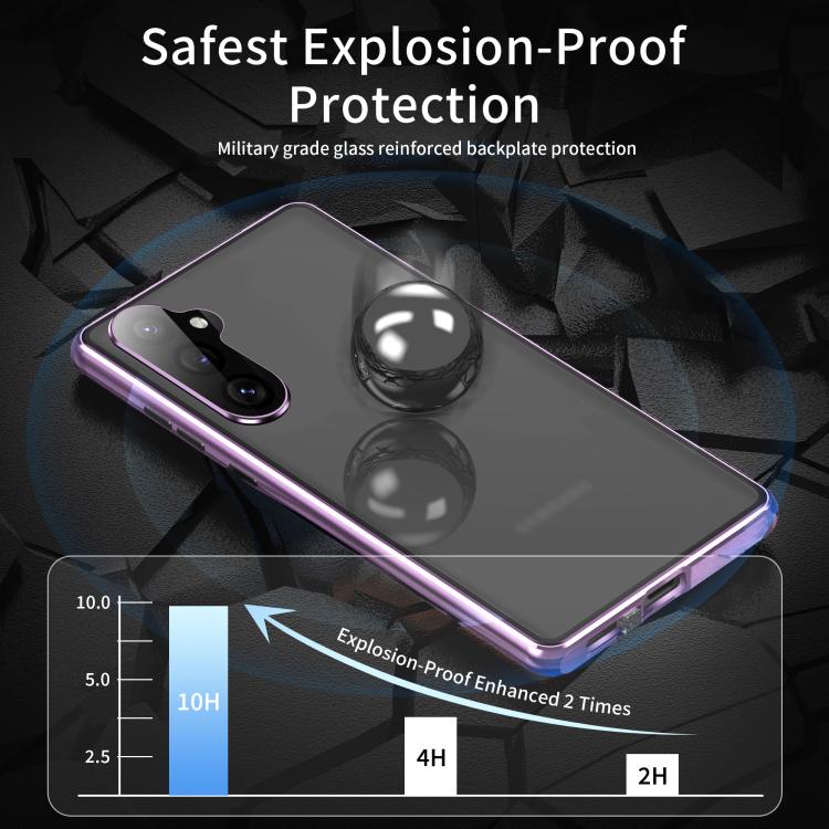 For Samsung Galaxy S24 FE 5G HD Full Cover Magnetic Metal Tempered Glass Phone Case