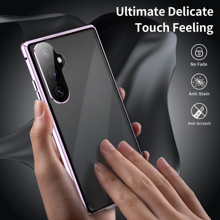 For Samsung Galaxy S25+ 5G HD Full Cover Magnetic Metal Tempered Glass Phone Case