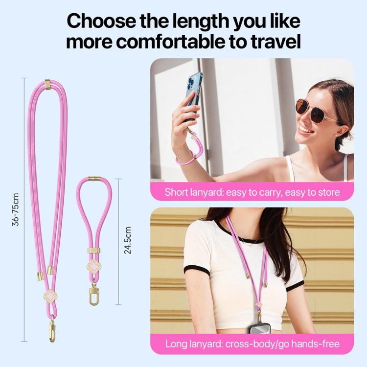 DUX DUCIS Garden Series Begonia Pattern Adjustable Short Phone Lanyard