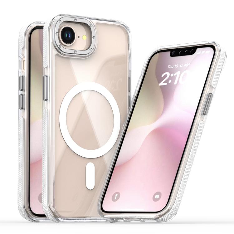 For iPhone 17e / 16e Dual-Color Clear Acrylic Hybrid TPU MagSafe Phone Case
