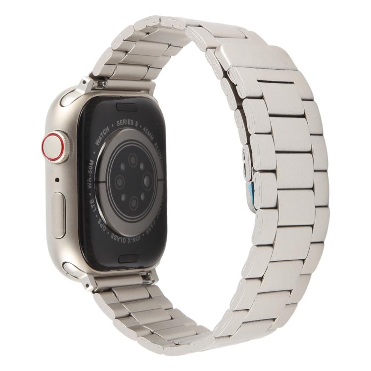 For Apple Watch 42mm / 41mm / 40mm / 38mm Three-beads Magnetic Steel Watch Band