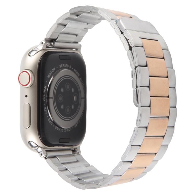For Apple Watch 42mm / 41mm / 40mm / 38mm Three-beads Magnetic Steel Watch Band