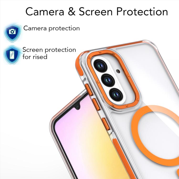 For Samsung Galaxy A56 5G Dual-Color Clear Acrylic Hybrid TPU MagSafe Phone Case