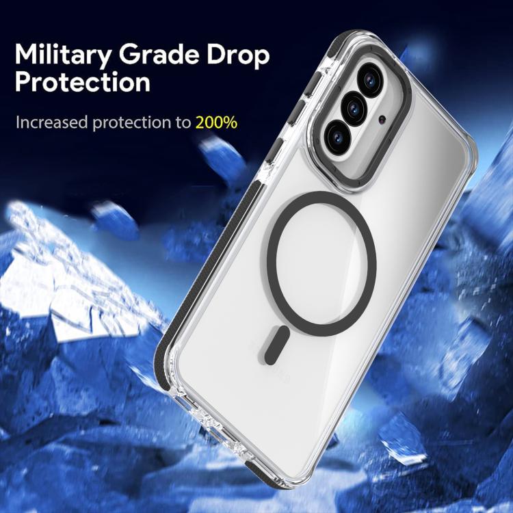 For Samsung Galaxy A56 5G Dual-Color Clear Acrylic Hybrid TPU MagSafe Phone Case