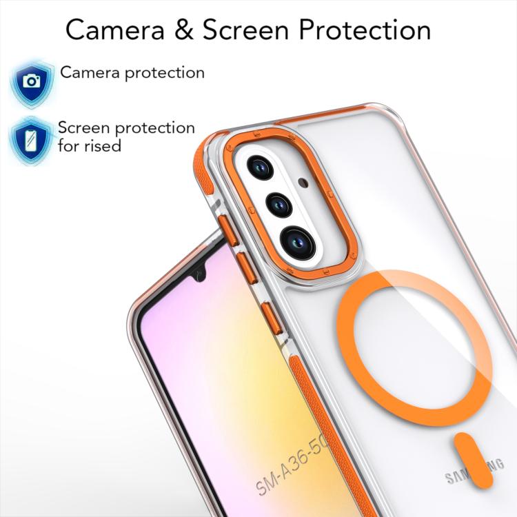 For Samsung Galaxy A36 5G Dual-Color Clear Acrylic Hybrid TPU MagSafe Phone Case