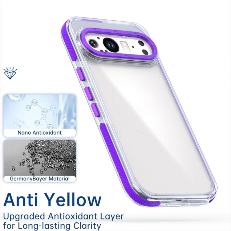 For Google Pixel 9 / 9 Pro Dual-Color Clear Acrylic Hybrid TPU MagSafe Phone Case
