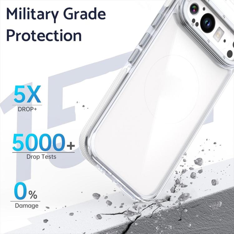 For Google Pixel 9 / 9 Pro Dual-Color Clear Acrylic Hybrid TPU MagSafe Phone Case